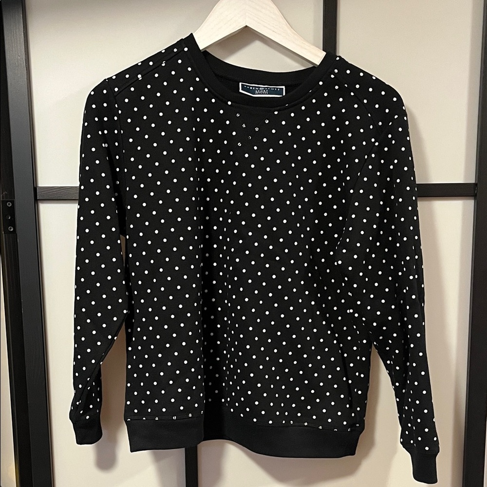 Karen Scott Black Polka Dots Crewneck Sweater Women's Size Petite Medium